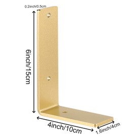 SEUNMUK 8 Pack Gold Heavy Duty Brackets 6 x 4 Inch, Industrial Gold Wall Bracket, Heavy Duty L Shape Bracket Supports for DIY Rustic Wall Gold Brackets, with Screws