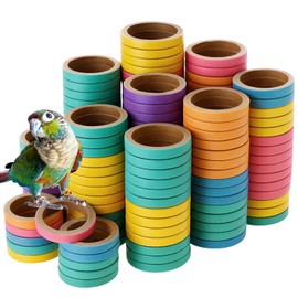 Simgoing 180 Pcs Bagels Bird Toys Bulk for Parrots Durable Cardboard Core Bird Toy Chewing Shredding Foraging Play Foot 2.5'' for Small and Medium Parrot Mini Macaws African Grey Cockatoos