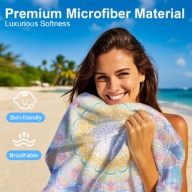 ANNA QUEEN Beach Towel, Oversized 31" x 70" Towel, Quick-Dry, Sand Free, Lightweight & Absorbent Microfiber Soft Towel for Travel, Pool, Yoga, Camping & Vacation