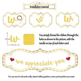 We Appreciate You Banner,Thanksgiving Day Themes Decoration Classroom Decorations Employee Appreciation Decorations Graduation Party Supplies Thank You Staff Teacher Doctor Nurse Gold Red