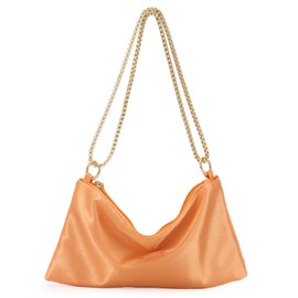 Jywmsc Women's Satin Evening Bag Glitter Clutch Handbag Shoulder Bag for Party Prom Club Wedding, orange, Retro