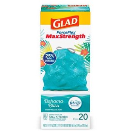 Glad Kitchen Trash Bag, 13 Gallon, Heavy Duty, Teal, Bahama Bliss Scent
