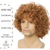 Salaibs Men's Brown Curly Wig Afro Short 70s 80s Synthetic
