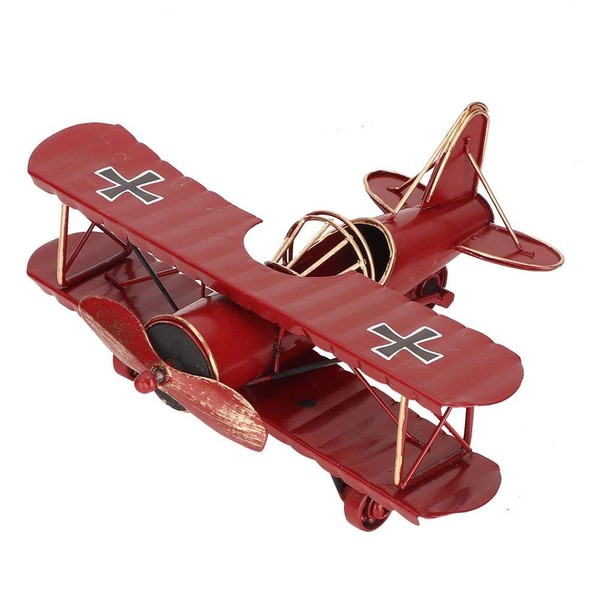 Modello di aeroplano Aereo biplano Modelli di aerei Mini modello di aeroplano decorativo in metallo Decorazione per Home Office Bar Cafe(Rosso)