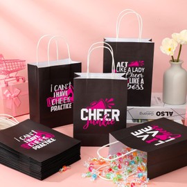 Engrowtic 24 Pcs Cheerleading Bags Cheer Bags Cheerleader Gifts Cheer Accessories for Cheerleaders Tote Bag Eat Sleep Cheer Snack Goodie Bag Cheer Party Favors Treat Bag Bulk for Cheerleaders Team