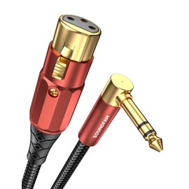 SOUNDFAM XLR Female to 1/4 TRS Balanced Cable 90 Degree Right Angle 6.35mm Male to XLR Female Interconnect Cable for Guitar, Subwoofer, Mixer, Microphone(3Feet/1M)