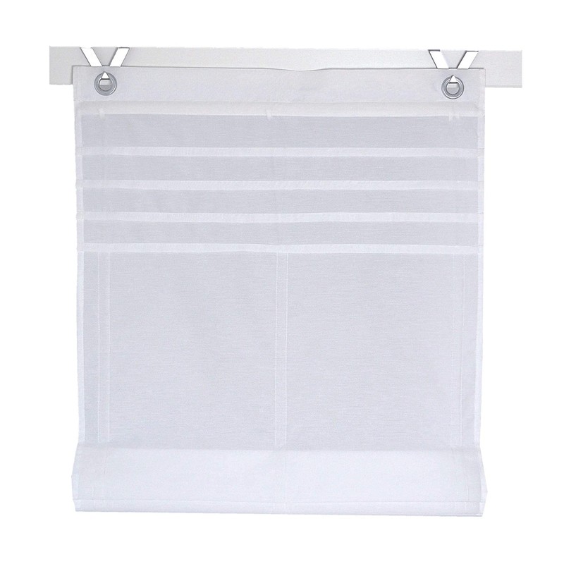 Kessy Roman Blind with Eyelet Top with Piping White, Grey,