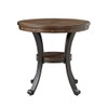 Brown and Black Wood Round Side Table Casual Oak Finish