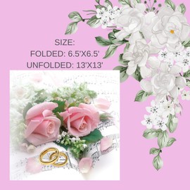 Keep Unique 20-ct 13x13 Flowers Paper Luncheon Decoupage Napkins, 3-Ply Servilletas Printed Flower Wedding Rings Cocktail Napkin for Art, Dinner and Party, Disposable Napkins Decor