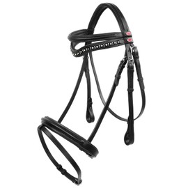 John Whittaker Lynton Flash Bridle with 2 brow bands-BR073, Black, Cob