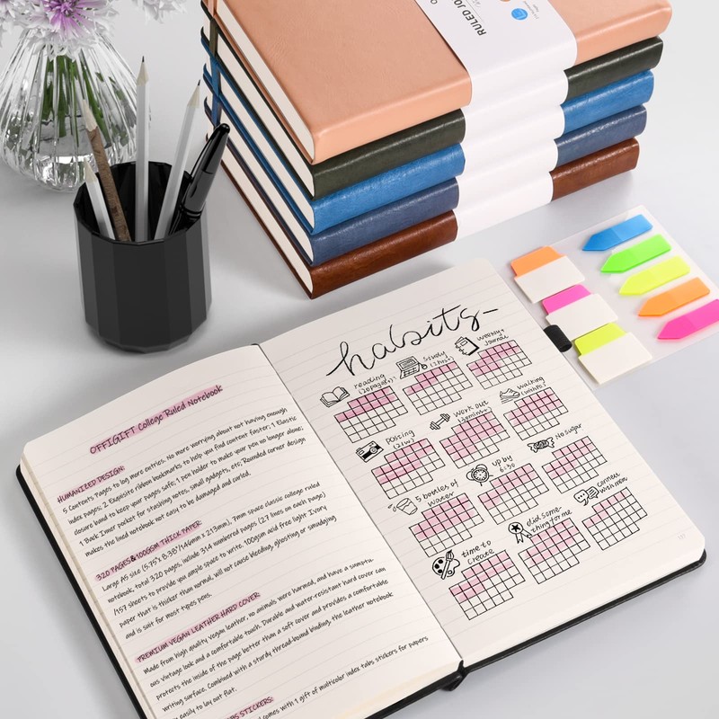 Lined Journal Notebook, Large A5 College Ruled Notebook, 312 Numbered