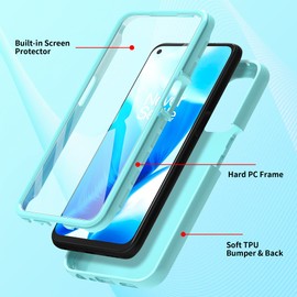 Design Heavy Duty Case for OnePlus Nord N200 5G Case with Built-in Screen Protector Dual-Layer PC Silicone Shockproof Protective Cover (Green)