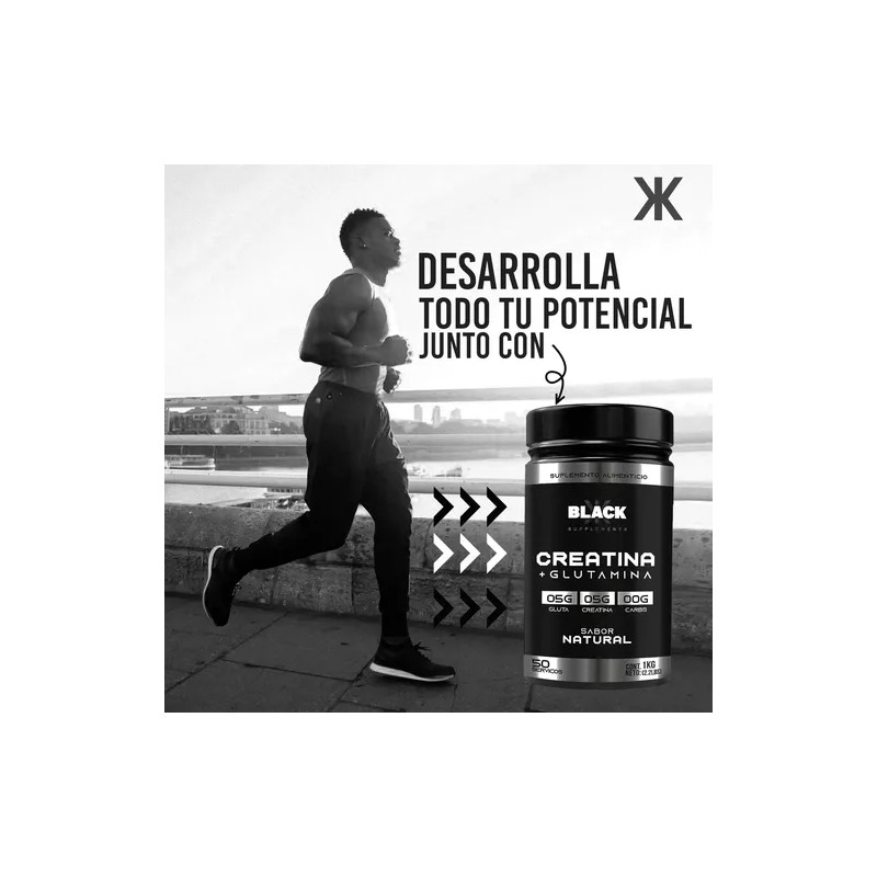 Black Creatina Glutamina 1 Kg 50 Servicios