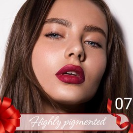 JUAAZIN Purple Red Crayon Matte Lipstick Lip Liner Pencil, Moisture Smooth Lipstick Pencil, With pencil sharpener Sharpenable Lip Pencil, Ultimate Lip Crayon for Women Smudgeproof Waterproof 07#