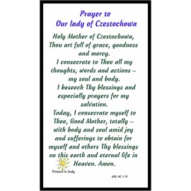 Our Lady of Czestochowa Patron of Poland Blessed Laminated Holy Card