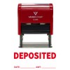 DEPOSITED with Date Amount Line Self Inking Rubber Stamp (Red