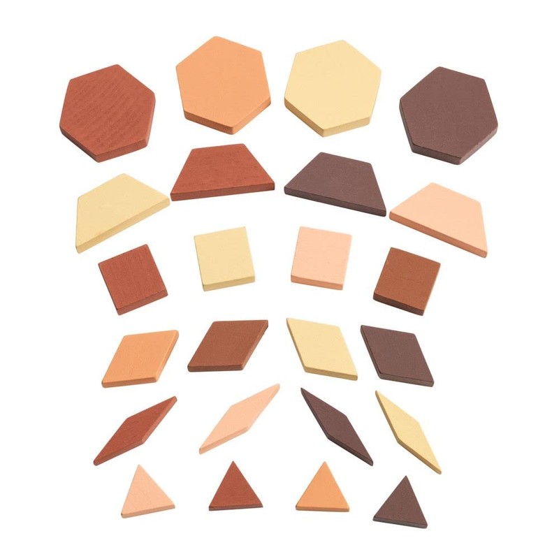 Excellerations Wood Pattern Blocks - 100 Pieces
