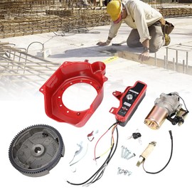 Electric Start Kit Fit for Honda GX160 5.5HP GX200 6.5HP, Electric Start Motor Ignition Kit Flywheel Starter Motor Key Switch Coil Ignition Box Fan Cover Shroud, Conversion Kit