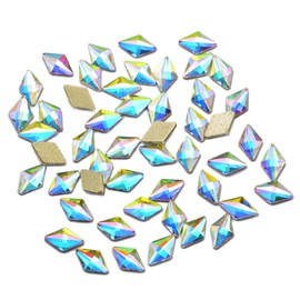AD Beads Top Czech AB Crystal Flatback Rhinestone Nail Art Decoration Multi Shape (S11 Rhombus 5x8mm, 100 Pcs)