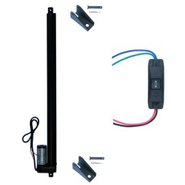 WindyNation 20 Inch 20" Stroke Linear Actuator 12 Volt 12V 225 Pounds lbs + Up Down DPDT Switch + Mounting Brackets (20" Actuator, Momentary Switch)