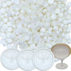 300 Pcs Wax Seal Beads, Sealing Wax Beads,Pearl White Refilling Octagon Wax Sealing Beads for Wax Stamp Sealing, Perfect for Wedding Invitations, Christmas Cards, Envelopes(Pearl White)