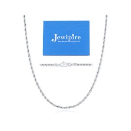 Jewlpire Italian 925 Sterling Silver Chain Necklace for Women, 2mm Rope Chain Silver Chain for Women Sturdy & Comfortable & Shiny Women's Chain Necklaces 26 Inch