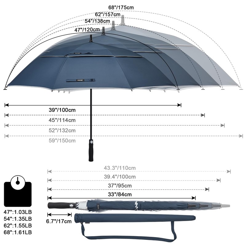 G4Free 47/54/62/68 Inch Automatic Open Golf Umbrella Oversize Extra Large