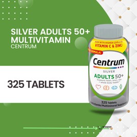 Centrum Silver Multivitamin for Adults 50 Plus Multivitamin Multimineral Supplement, Vitamin D3, Gluten Free - 325 Tablets - Pack of 1
