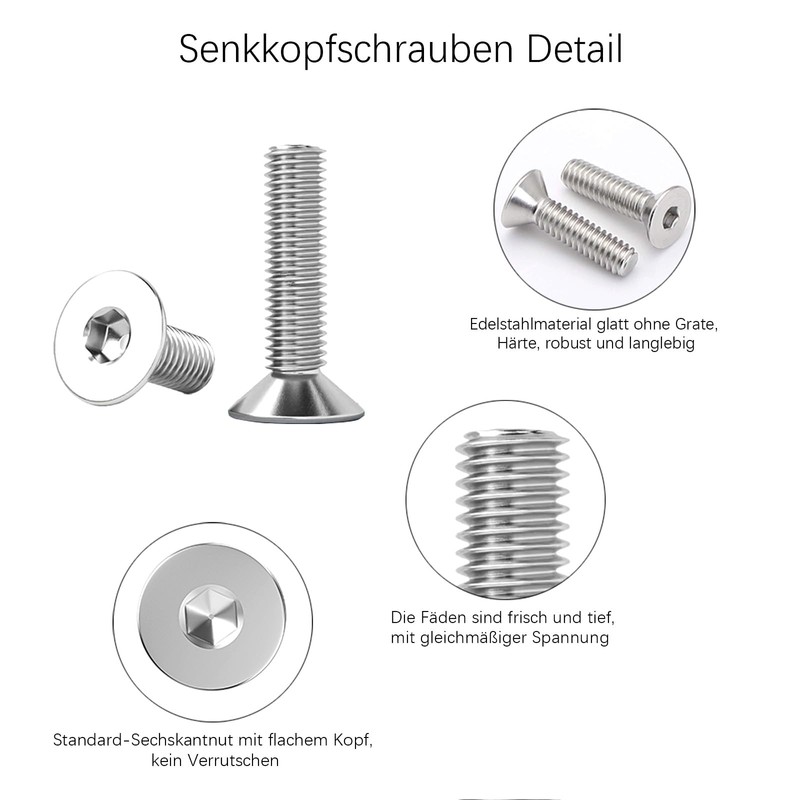 ORTAVA Pack of 20 M5 x 10 Countersunk Screws Flat