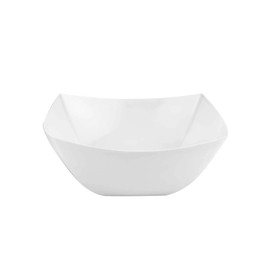 EcoQuality 18 oz Pearl White Fluted Square Plastic Bowl - Disposable Elegant Serving Bowl for Salads, Snacks, Appetizers, and Desserts - Perfect for Parties, Catering, Weddings, and Events (40)