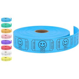 Tacticai 500 Raffle Tickets, Smile, Blue (8 Color Selection), Single Roll, Ticket for Events, Entry, Class Reward, Fundraiser & Prizes