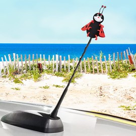 Tenna Tops Assorted Animal Pack - Car Antenna Toppers/Auto Mirror Danglers/Dashboard Accessories (Butterfly, Frog, Ladybug, Cow, Flying Pig) (Pack of 5)