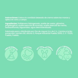 FLOR DE JAGUAR | Pack 2 pzas Crema Hidratante para Cara y Cuerpo, 500 gr | Aroma Lavanda-Menta I Ingredientes naturales | Hidrata, Nutre y Suaviza la 