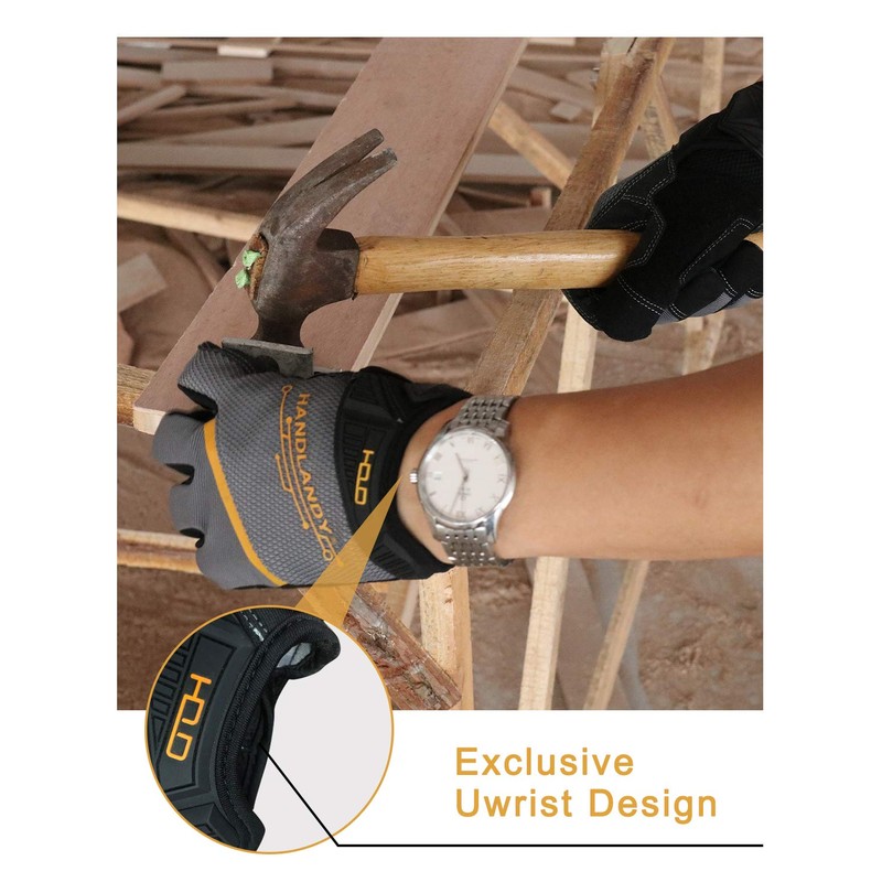 HANDLANDY Mens Work Gloves with Touch Screen Fingertips, Breathable &