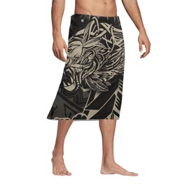 Zhangruoheng Lion Polynesian Tribal Island Wrap Skirt Lavalava Mens Wrap Traditional Clothing Dresses Wrap Pareo Sarong Men Lavalava with Pockets Summer Holidays Beachwear Grey