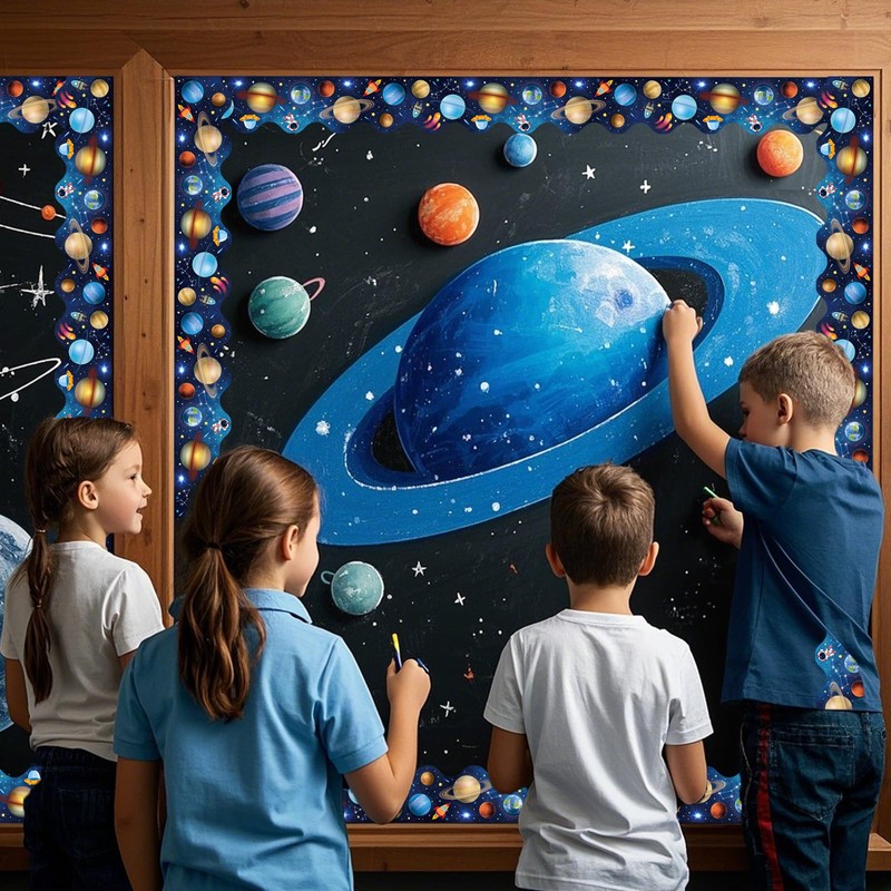 69Ft Outer Space Theme Bulletin Board Borders Galaxy Bulletin Board