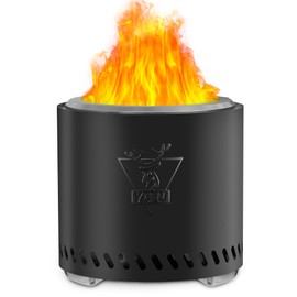 Portable Smokeless Fire Pit for Outdoor: 15 inch Wood Burning Firepit with Removable Ash Pan - 304 Stainless Steel Fire Pit for Outside Patio Camping Backyard Black