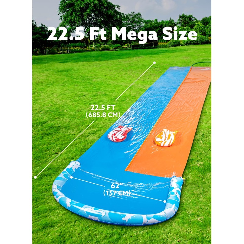 JOYIN 22.5ft Water Slides and 2 Bodyboards, Lawn Water Slide