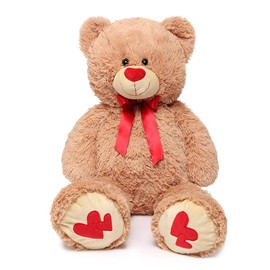 MaoGoLan Giant Teddy Bear 35" Stuffed Animal - Red Heart Footprints Big Teddy Bear Plush for Valentines Gift,Anniversary,Long Distance