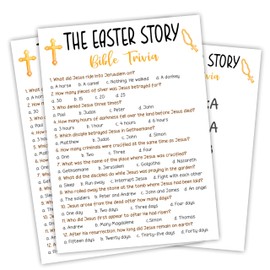 20 Pcs Bible Game Cards- Bible Trivia Game Cards With 1 Answer Card- Christian Party Game For Religious Activities，Adults Schoo，l Sunday Activities Church Easter Favors- Party Game & Activities- A05