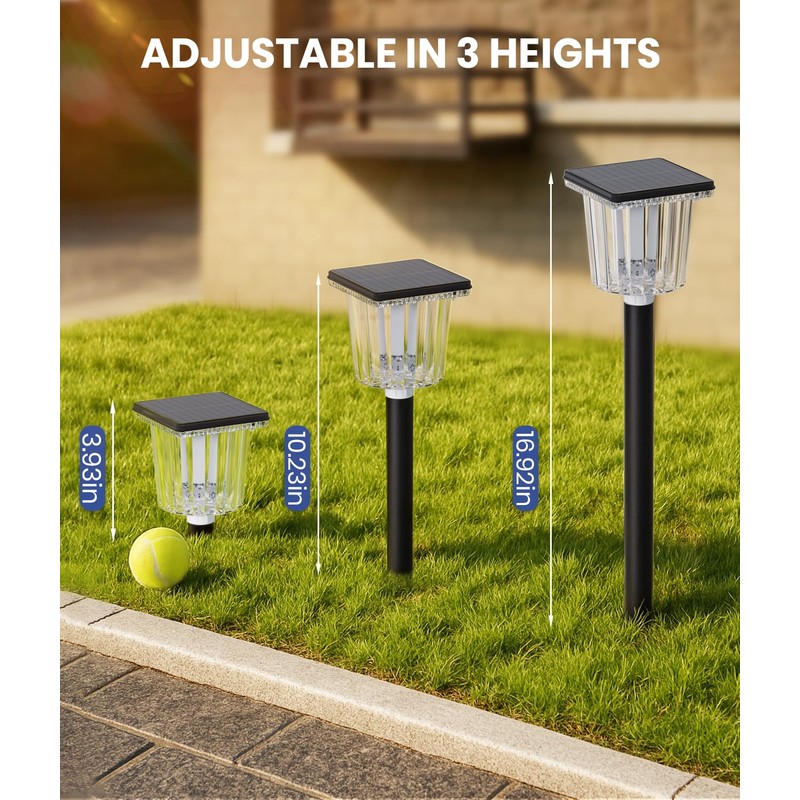 Super Bright Solar Outdoor Lights for Pathway Powered 2 Pack,Adjustable