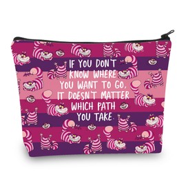 BDPWSS Cheshire Cat Makeup Bag Cheshire Cat Fan Gift Alice Lover Alice Fan Gift Smiling Cat Alice Wonderland Fan Zipper Pouch (Path You Take CA)