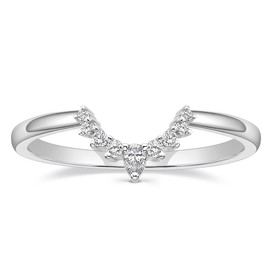 Mameloly CZ Wedding Bands for Women Pear & Round Shaped Cubic Zirconia Curved Stackable Engagement Rings for Her Size 8