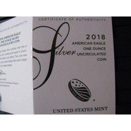 Unbranded 2018 W SILVER  AMERICAN EAGLE COA Only and no coins