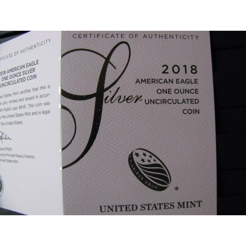 Unbranded 2018 W SILVER AMERICAN EAGLE COA Only and no