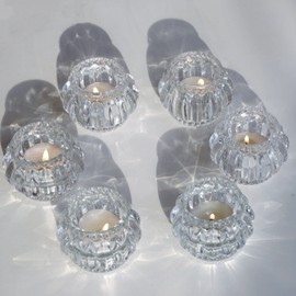 Woho Clear Votive Candle Holders Set of 6,Tealight Candle Holder Bulk for Wedding Party, Glass Tea Lights Candle Holder for Table Centerpiece, Christmas Decor