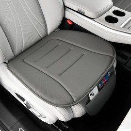 KAYI Car Seat Cushion, Comfort Memory Foam Car Cushions for Driving, Breathable Leather Surface with Anti Slip Rubber Bottom, Seat Cushion for Car and Office Chair (1 Pack, Grey)