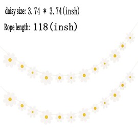 Myhiju 2 Packs Daisy Boho Banner Party Decorations, Groovy White Daisy Decoration Hippie Decoration Summer Party Spring Flower Paper Garland for Indoor Outdoor Girls Birthday Party Accessories