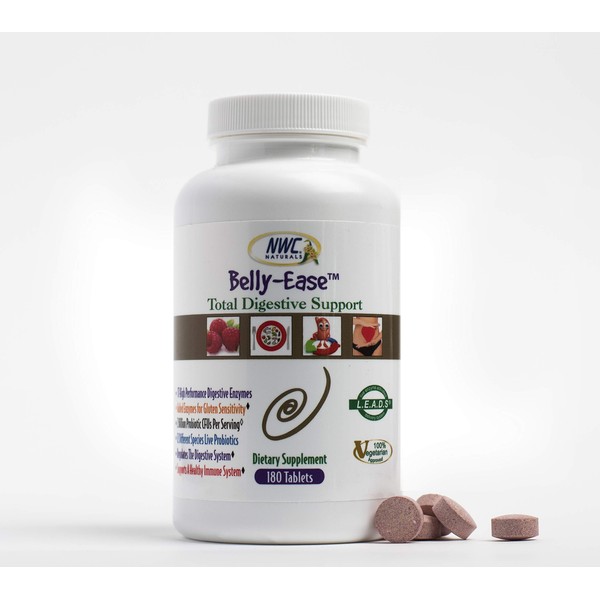 Belly-Ease Healthy Digestive Enzymes Plus Prebiotics & Probiotics, Essential Enzymes,