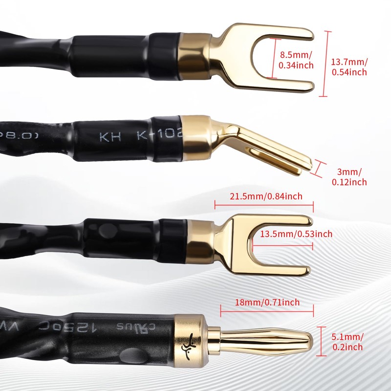 YYTCG 9 AWG 2-Pack Speaker Cable with 2 Banana Plugs